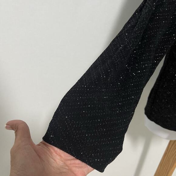 Alex Evenings Jacket Women M Black Lace mesh shimmer embellished zip formal - Picture 4 of 12